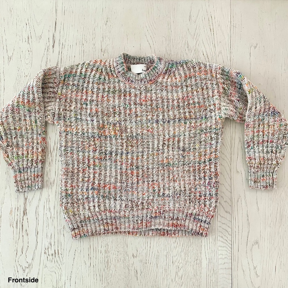 ARITZIA | WILFRED FREE RETROGRADE MULTI COLOR RAINBOW YARN GRANDPA KNIT SWEATER - Picture 3 of 14